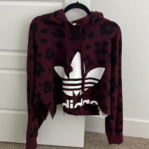 Adidas purple animal print crop hoodie size S